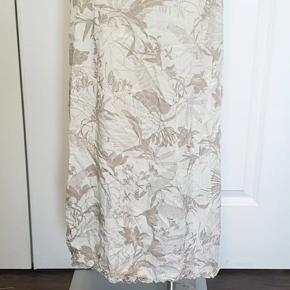 NWT Surf Gypsy Tan White Tropical Floral Strapless Slit Maxi Dress Swim Cover S - Picture 9 of 11